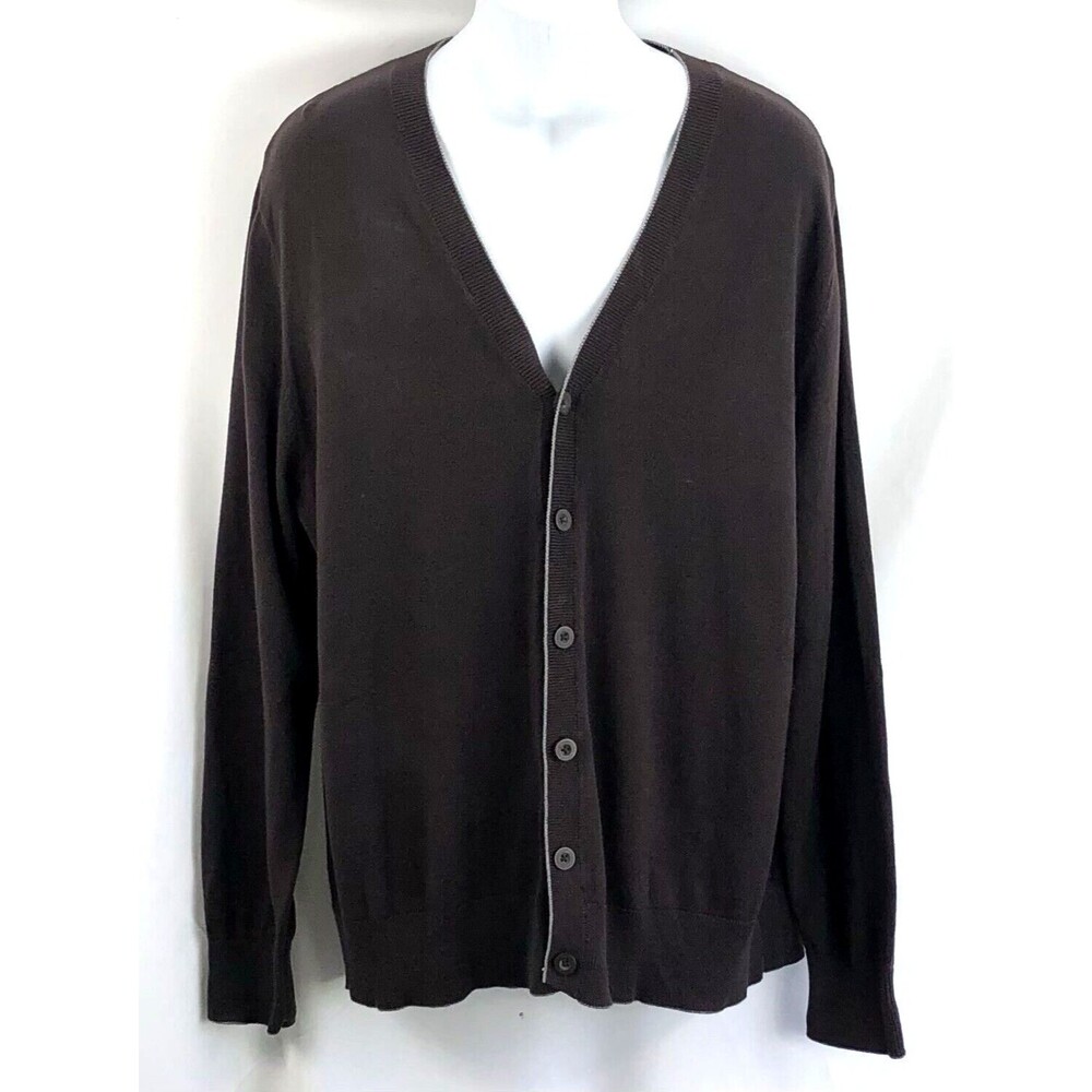 NWT Sonoma Cardigan Sweater L Brown V-Neck Button Up Long Sleeve Academia Preppy